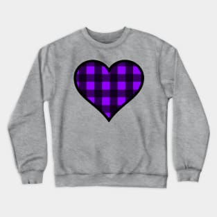 Purple and Black Buffalo Plaid Heart Crewneck Sweatshirt